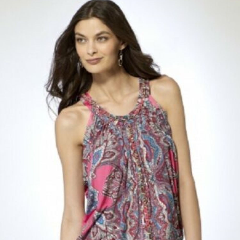 Cache Pink Embellished Blouse Top